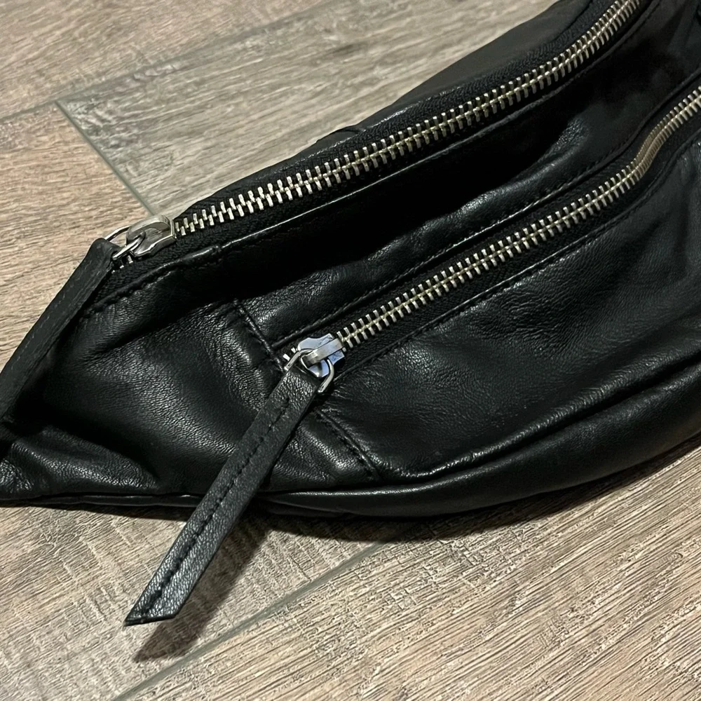 Free People Black Leather Fanny / Sling - Picture 1 of 5